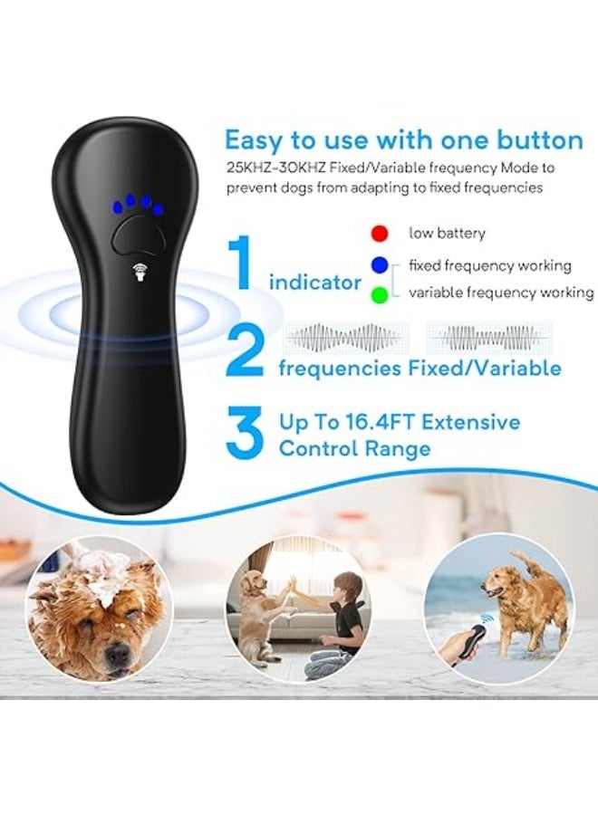 جهاز التحكم في نباح الكلاب اهوج قابل لاعادة الشحن بالموجات فوق الصوتية 2 في 1 تدريب الكلاب ومنع النباح نطاق 5 متر 16.4 قدم ترددين 25 و30 كيلو هرتز آمن بدون صدمات محمول داخلي وخارجي اسود - Image 3